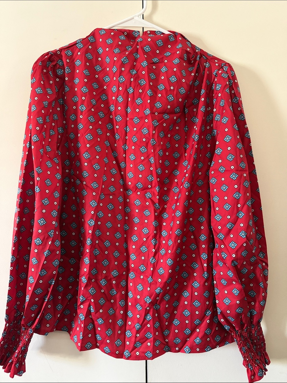 SHEIN Red Long-Sleeve Printed Blouse